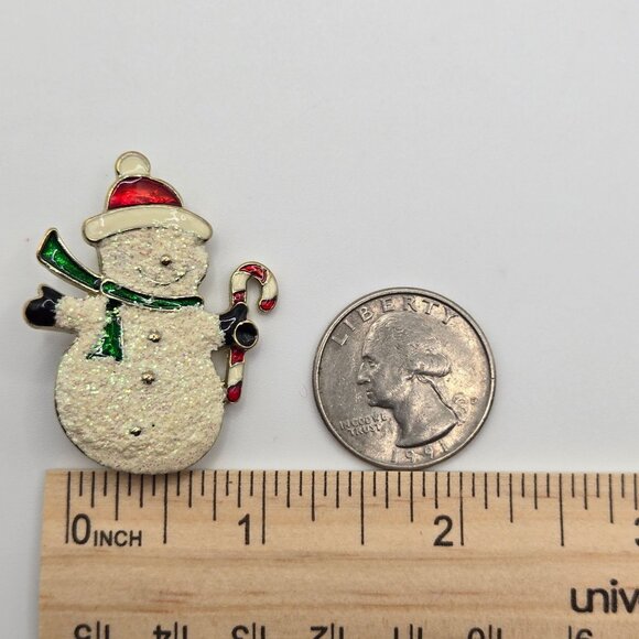 VTG Brooches Christmas 2PC Set Frosted Sugar Enamel  Snowman Christmas Tree Pins - Picture 10 of 10